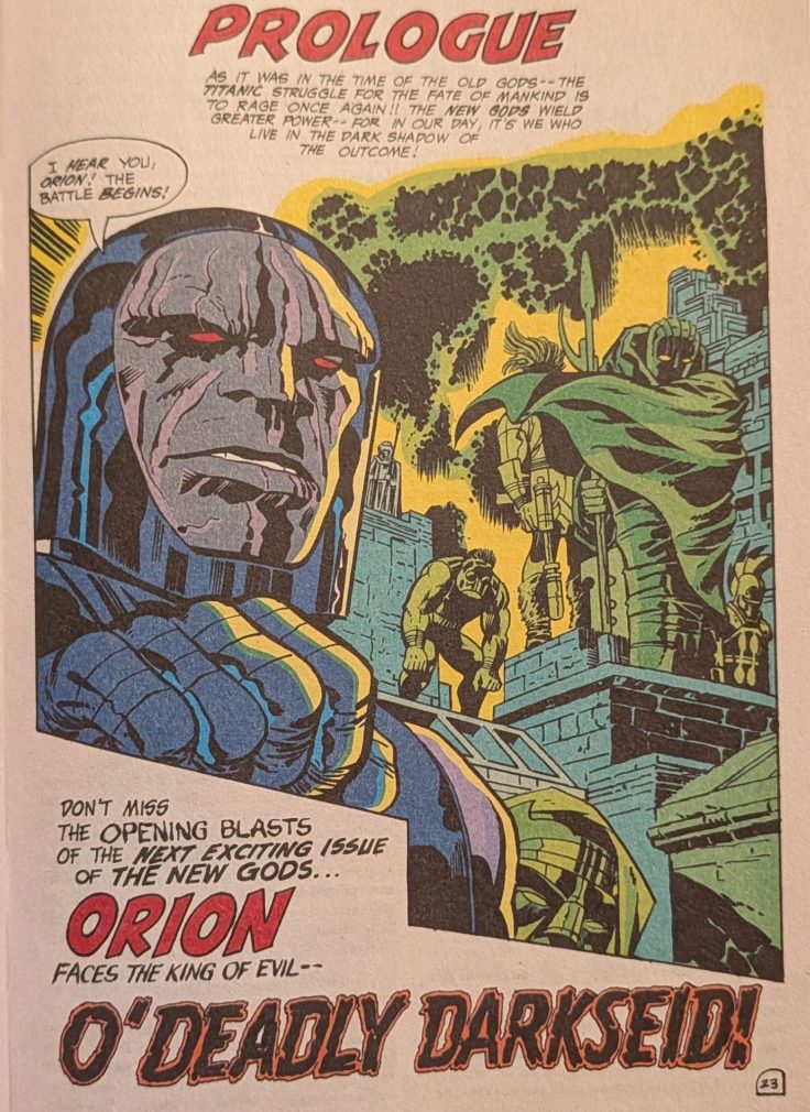 text along with a profile of the character Darkseid
